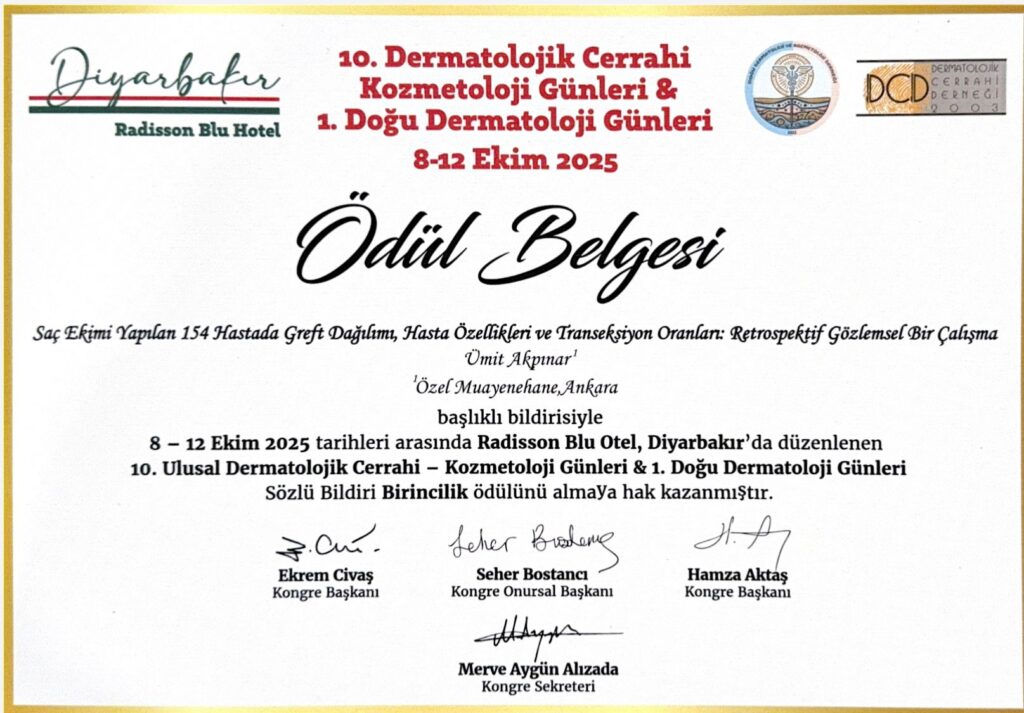 Dr Umit Akpınar: Best Hair Transplant Presentation Award